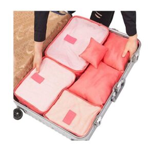 Travel Combo Deal – 6 PCs Travel Clothes Storage Bag Pouch | Inflatable Air Pillow Cushion | Portable Toothbrush Holder Case ( Random Color )