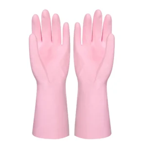 Dishwashing Rubber Gloves Non-Slip Household Laundry Kitchen Cleaning Gloves – Pair (Random color)