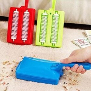 Handheld Carpet Table Crumb Sweeper Plastic Dual Brush Cleaner Collector Roller (random color)