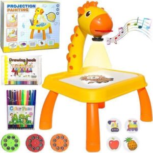 Mini Art Drawing Board Leds Projector Light Toy Children Kids Painting Table Small Desk (Random Color)